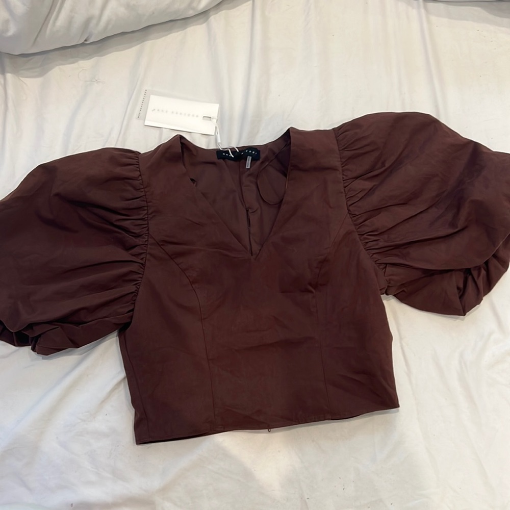 Endless rose brown puff sleeve shirt